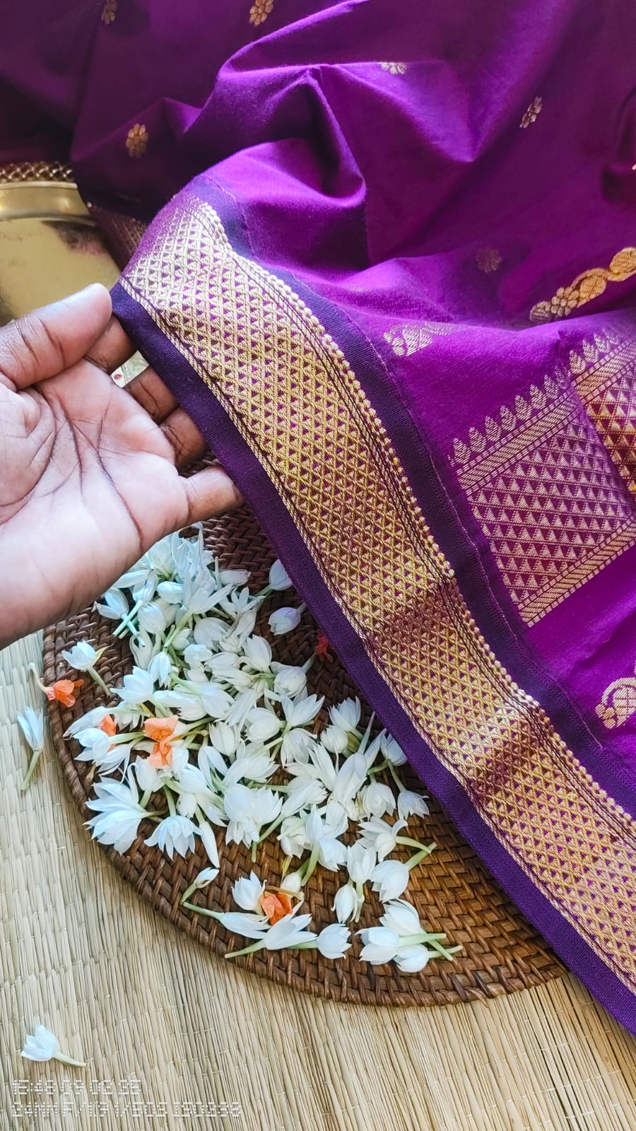 Wine with gold zari border -  Premium Cotton Silk Saree with Contrast Blouse