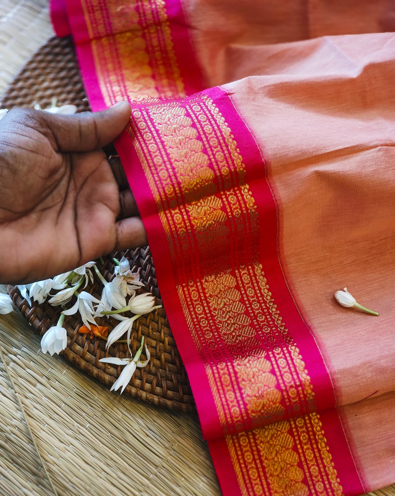 Baby Pink and Magenta - Premium Cotton Silk Saree with Contrast Blouse