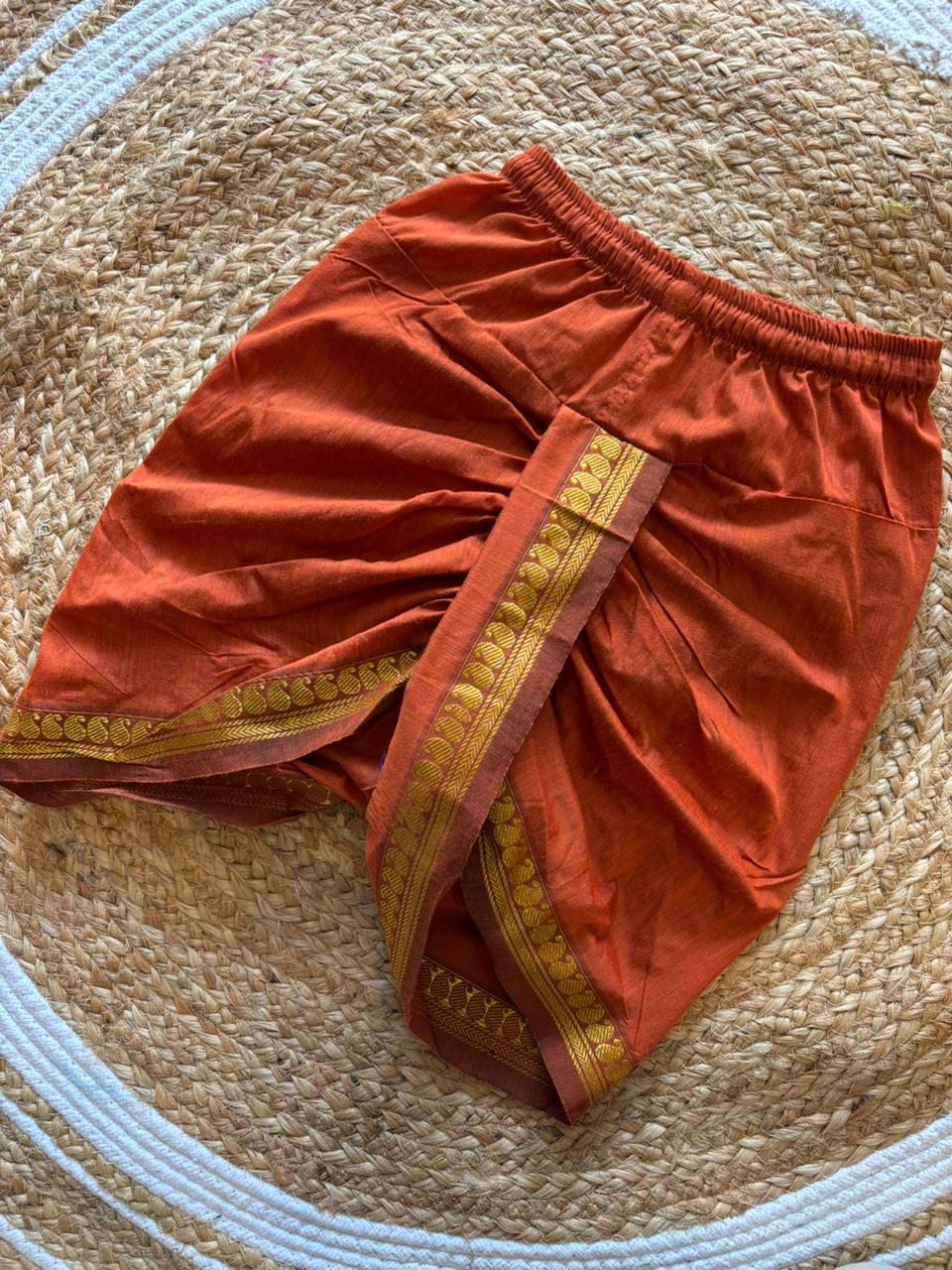 Rusty orange dhoti baby boy ethnic bottom wear