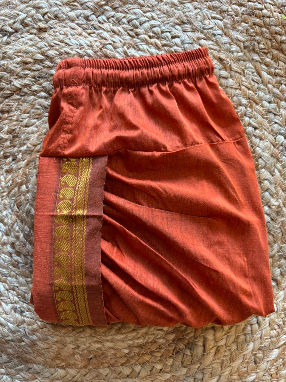 Rusty orange dhoti baby boy ethnic bottom wear