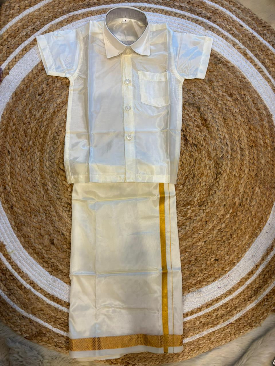 White - Shirt Vesti Semi-Silk for Baby Boy