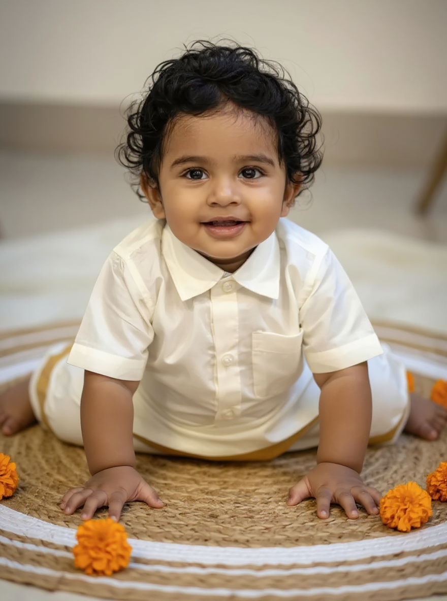 White - Shirt Vesti Semi-Silk for Baby Boy