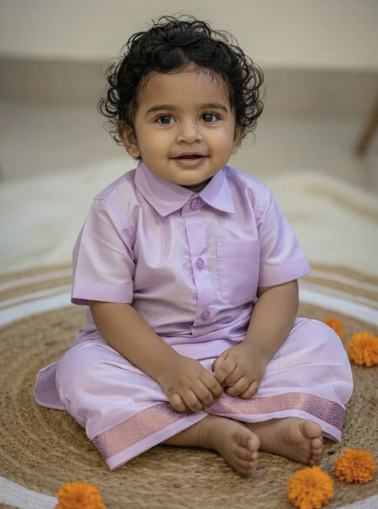 Lavendar - Shirt Vesti Semi-Silk for Baby Boy