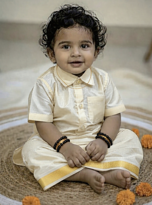 Gold - Shirt Vesti Semi-Silk for Baby Boy