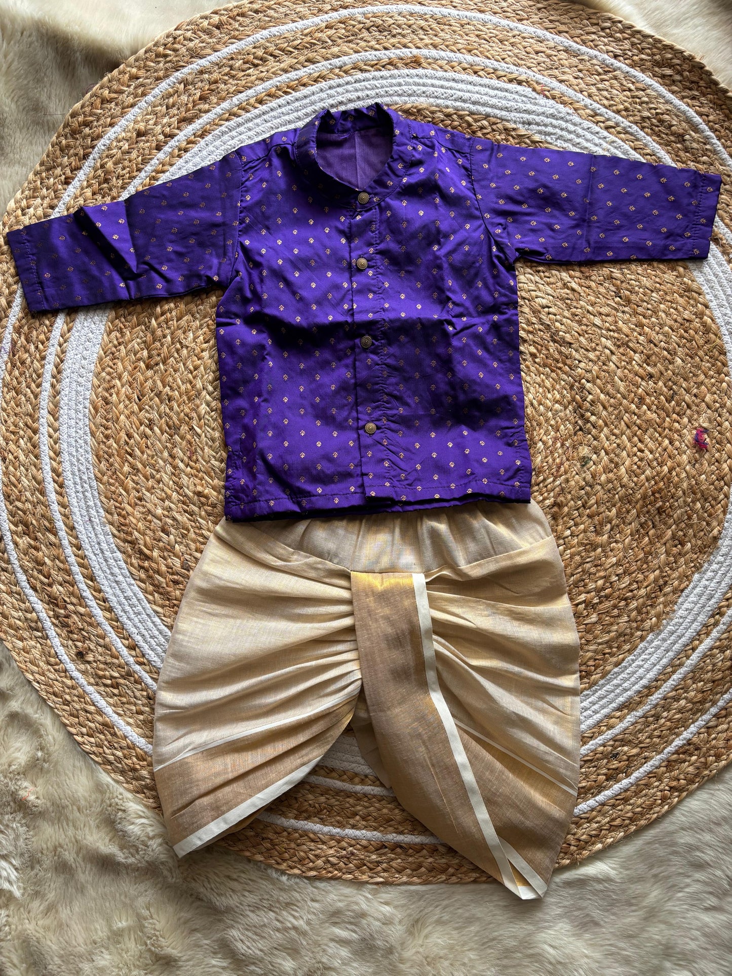 Purple and gold kurta dhoti baby boy ethnic wear