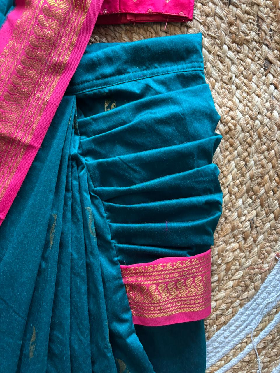 Peacock green and pink - Ready to wear saree for kids Ethnic wear for baby girl