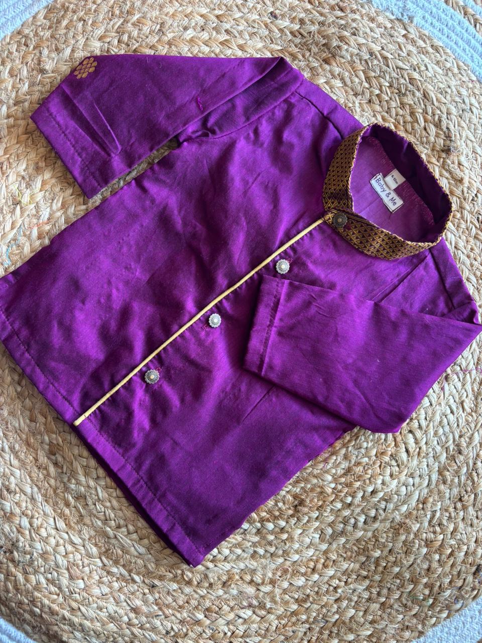 Turmeric Yellow and wine kurta dhoti ethnic dress for baby boy