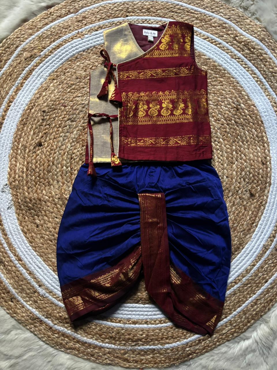 Maroon Angrakha with dhoti - ethnic wear for baby boy
