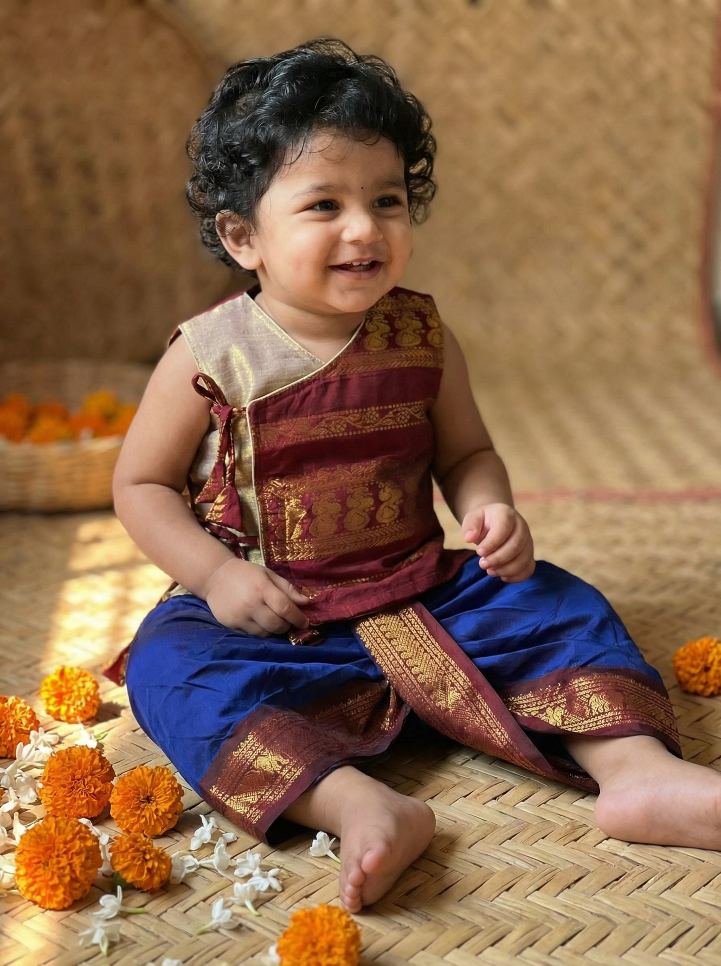 Maroon Angrakha with dhoti - ethnic wear for baby boy