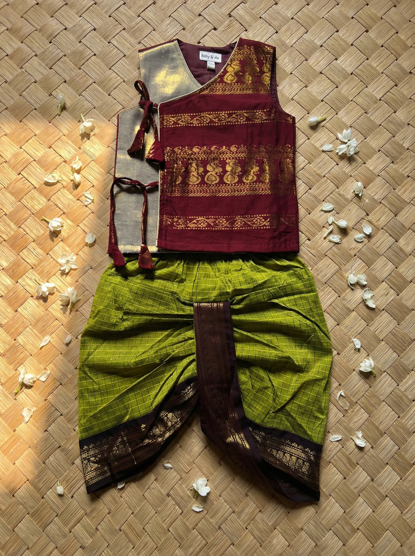 Maroon Angrakha with dhoti - ethnic wear for baby boy
