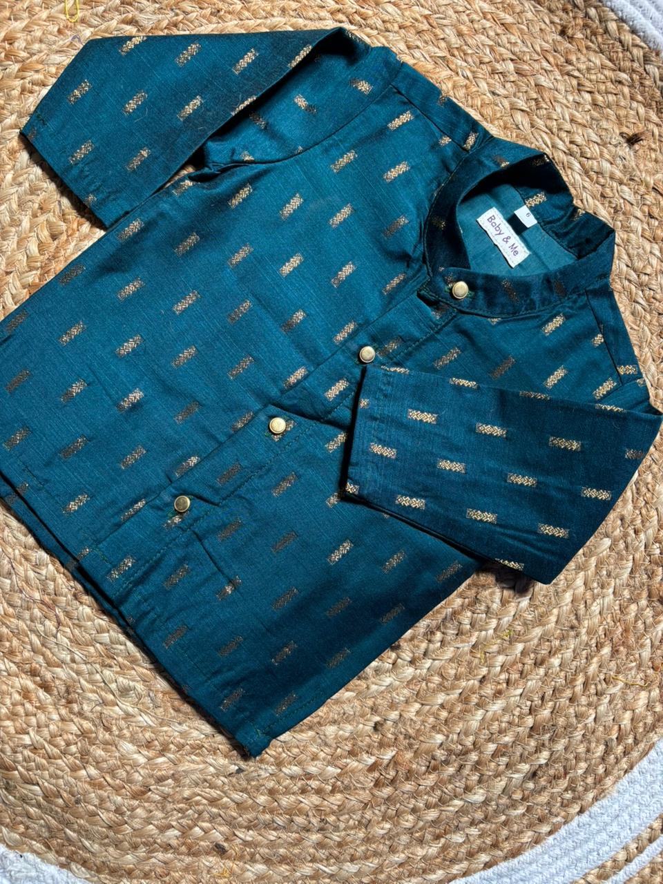 Traditional Blue and Gold Kurta Dhoti for Boys – Traditional Ethnic Wear for Baby Boy