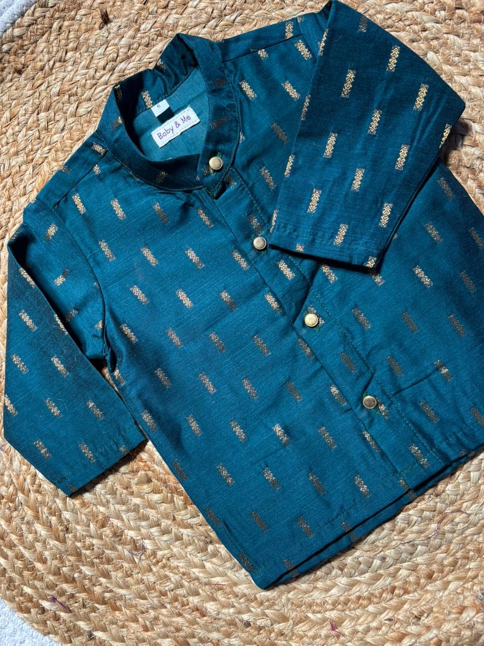 Traditional Blue and Gold Kurta Dhoti for Boys – Traditional Ethnic Wear for Baby Boy