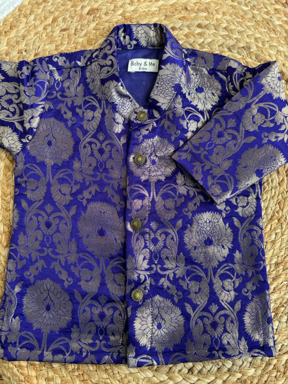 Royal blue Banarasi Traditional Kurta for baby boy ethnic top wear