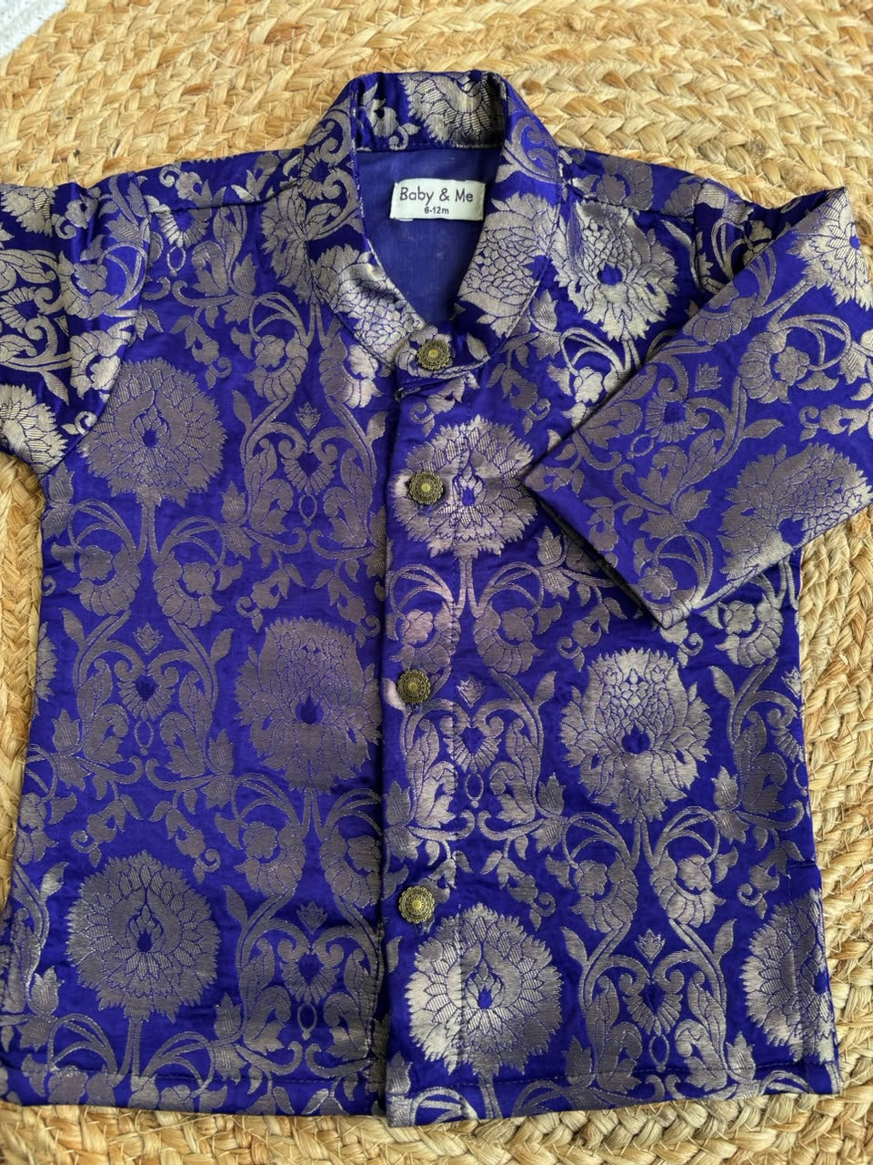 Royal blue Banarasi Traditional Kurta for baby boy ethnic top wear