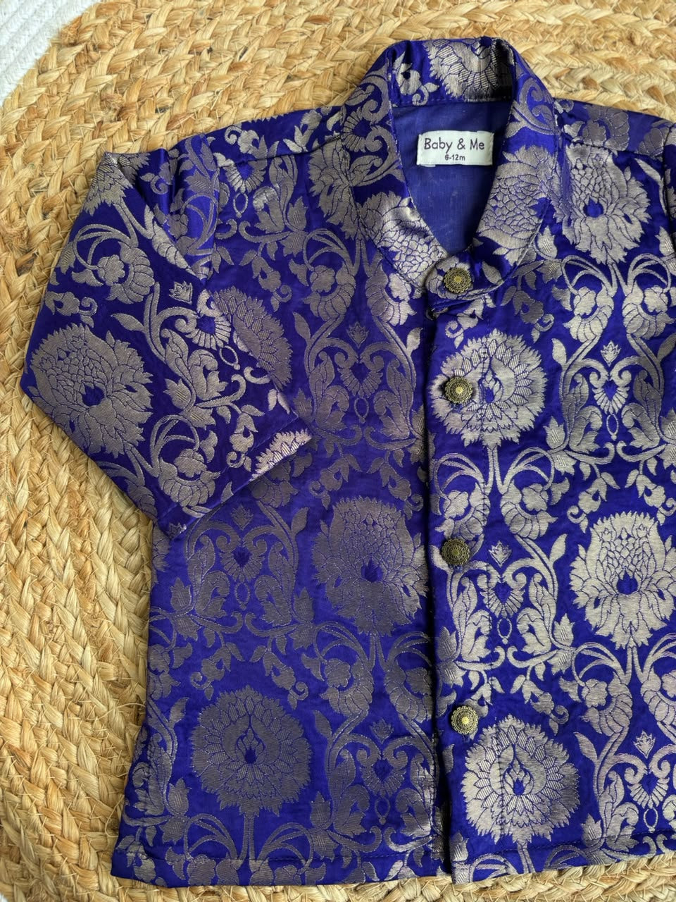 Royal blue Banarasi Traditional Kurta for baby boy ethnic top wear