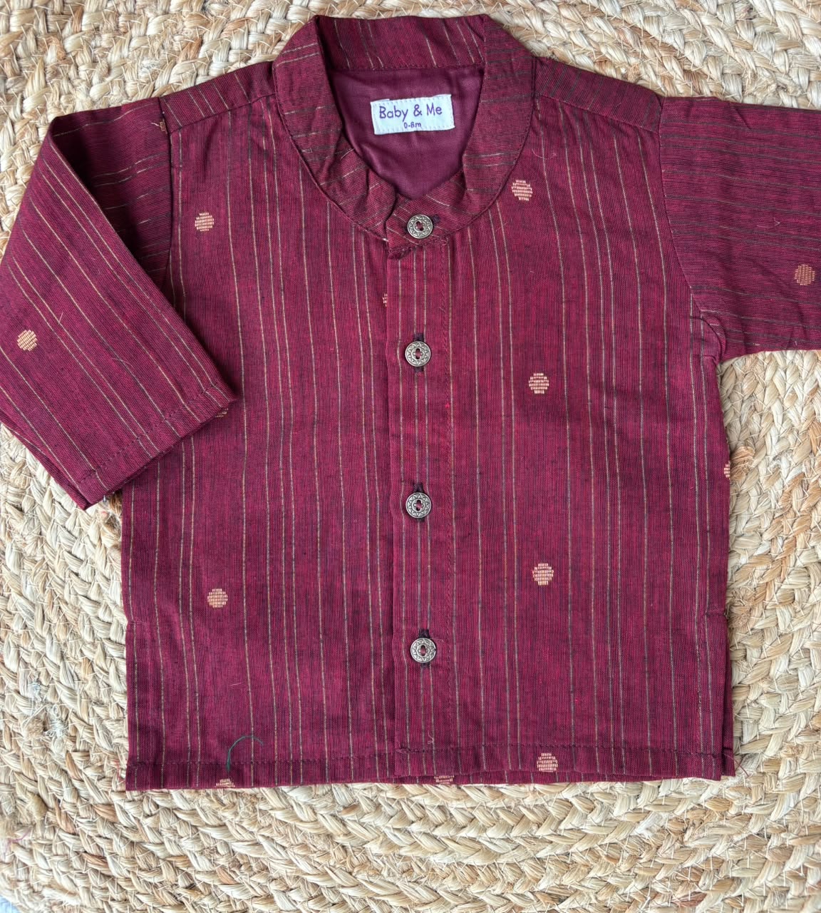 Maroon with gold stripe Traditional Kurta for baby boy ethnic top wear