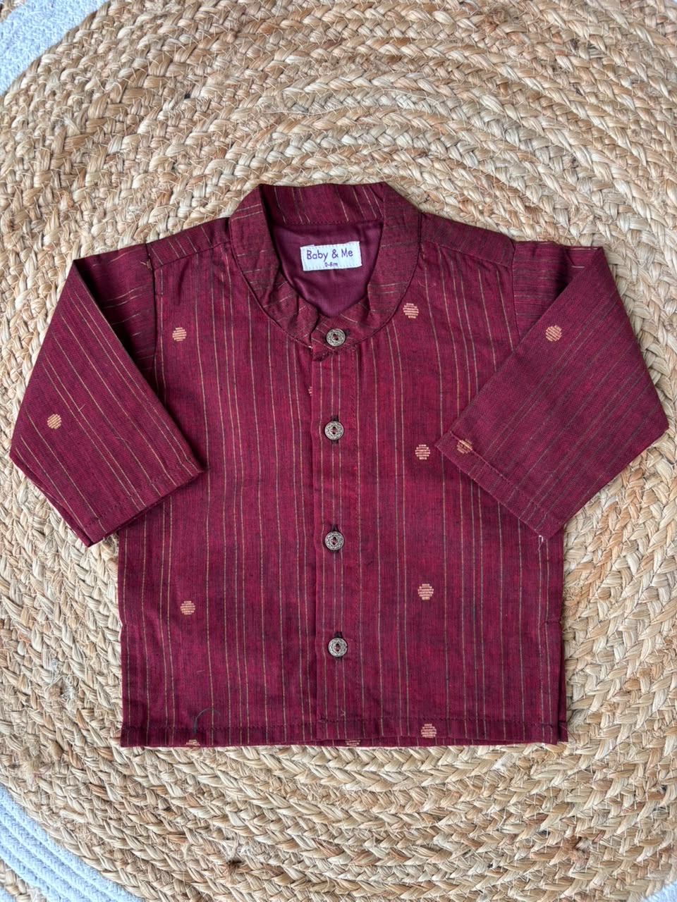 Maroon with gold stripe Traditional Kurta for baby boy ethnic top wear