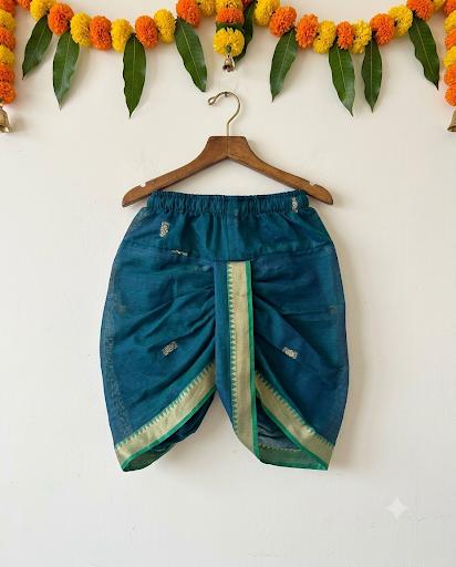 Peacock blue baby boy ethnic bottom wear