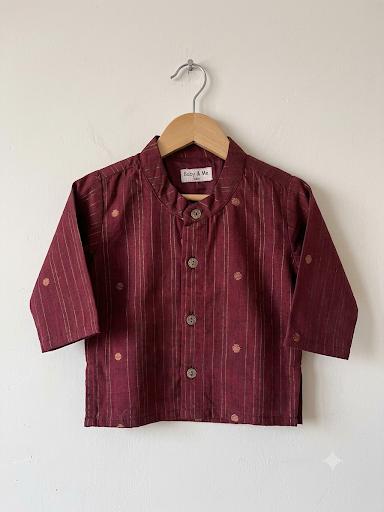 Maroon with gold stripe Traditional Kurta for baby boy ethnic top wear
