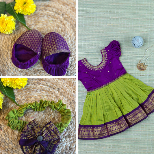 Green and wine - Newborn Traditional Welcome Box - Baby Girl
