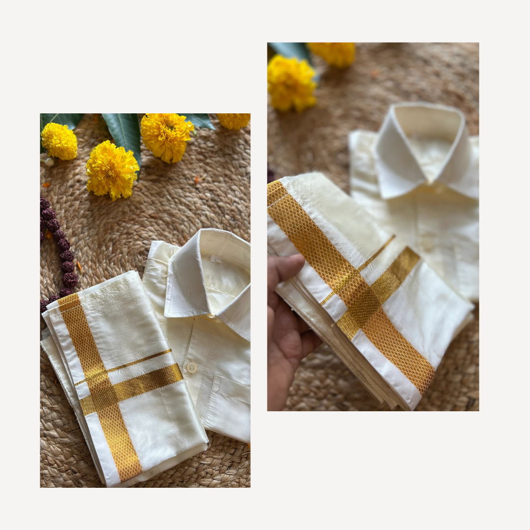 White - Shirt Vesti Semi-Silk for Father and Baby Boy ( Dad and son combo )