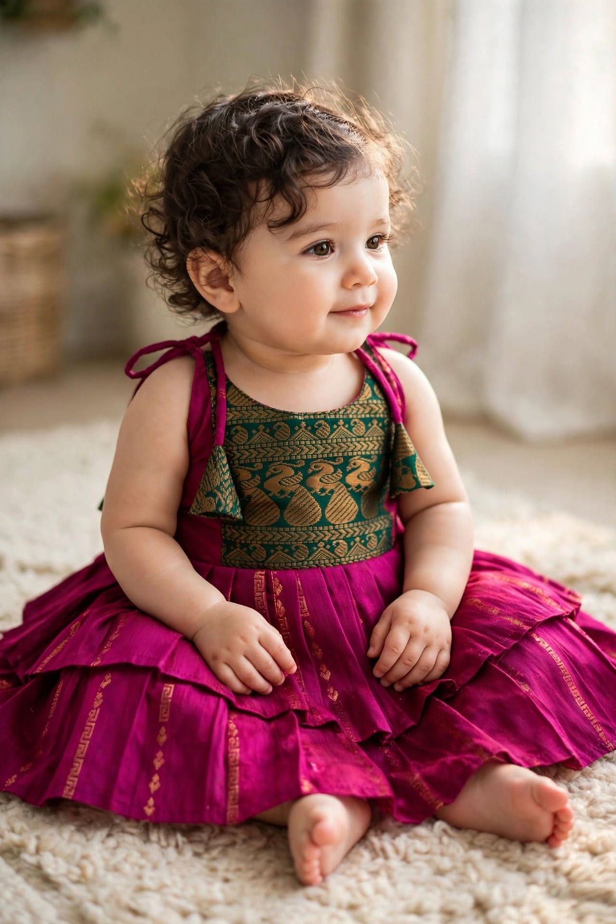 Sundari layered tie-up Ethnic Wear for Baby Girl – Traditional frock for Baby Girl