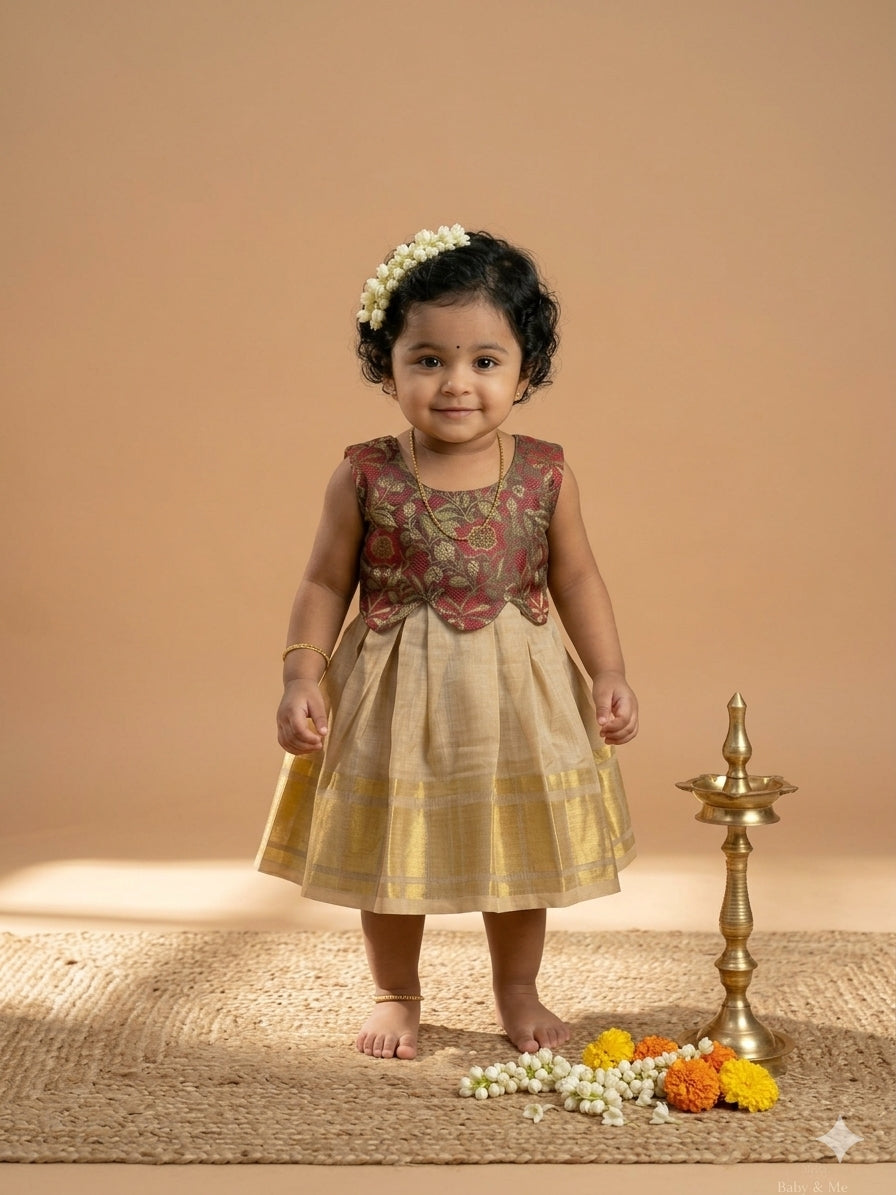 Gilded Rose Petal Infant Gown Ethnic Wear for Baby Girl – Birthday frock for Baby Girl